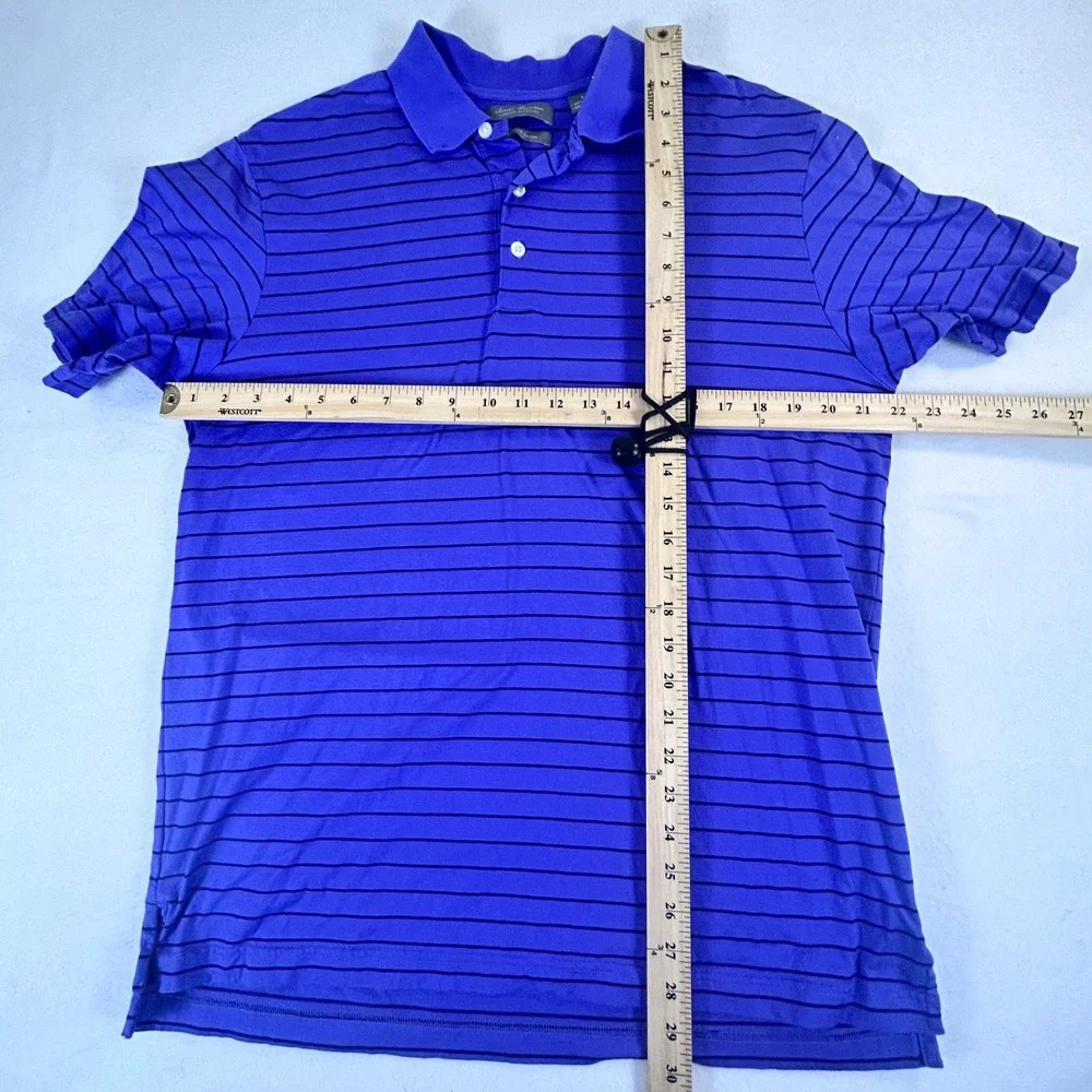 Daniel Cremieux Signature Collection Men's Purple Stripe Polo Size L 100% Cotton